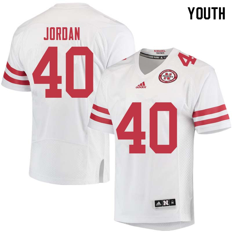 Youth #40 Grant Jordan Nebraska Cornhuskers College Football Jerseys Sale-White - Click Image to Close